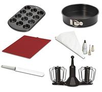 Moulinex XF389010 Accesorios Cuisine Companion, kit repostería, varillas de doble rotación, manga pastelera, espátula, molde 12 muffins, tapete bandeja horno y recetario, molde desmontable 24 cm