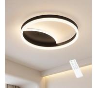 MOUNM Lámpara Techo Negra 36W, Plafón LED Techo con Control Remoto, Lámparas de Techo Salon de Aluminio con Luz Regulable 3000K-6000K para Sala de Estar,Pasillo,Dormitorio, 1 Anillo 40 * 40 cm