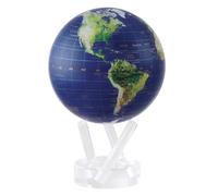 MOVA Globe - vista satelital borde dorado clásico (4.5") | Rotación silenciosa, no requiere pilas ni cables | Decoración de escritorio única o regalo ideal para entusiastas del espacio