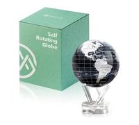 MOVA Globe - Negro Azabache y Plata Clásica (4,5") | Globo de escritorio giratorio alimentado por energía solar con diseño de mapas minimalistas | Sin pilas ni cables | Regalo de decoración moderna