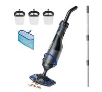 MOVA Handler V10 aspirador para todo tipo de piscinas, 4200L/h de succión, cabezal transparente, 60min de autonomía, barra telescópica de 1,8m y red skimmer, dos opciones de filtrado, inalámbrico IPX8