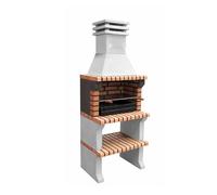 MOVELAR - Barbacoa de Obra Prefabricada de Leña y Carbón Modelo Liz XL (Gris, Naranja - 76 x 58 x 210 cm) REF: 3412/4 - Cocina de Exterior Compacta para Jardín, Terraza o Patio