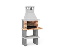 MOVELAR - Barbacoa de Obra Prefabricada de Leña y Carbón Modelo Luna Plus XL (Gris, Naranja - 95 x 47 x 190 cm) REF: 3541/1 - Cocina de Exterior Compacta para Jardín, Terraza o Patio