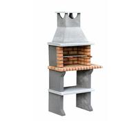 MOVELAR - Barbacoa de Obra Prefabricada de Leña y Carbón Modelo Luna Plus XL (Gris, Naranja - 95 x 47 x 190 cm) REF: 3541 - Cocina de Exterior Compacta para Jardín, Terraza o Patio