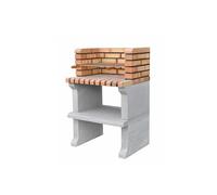MOVELAR - Barbacoa de Obra Prefabricada de Leña y Carbón Modelo Sines Short (Gris, Naranja - 72,5 x 58 x 114 cm) REF: 3517 - Cocina de Exterior para Jardín o Patio