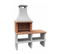 MOVELAR - Barbacoa de Obra Prefabricada de Leña y Carbón Modelo Sines XL (Gris, Naranja - 144 x 58 x 200 cm) REF: 3530/2 - Cocina de Exterior para Jardín o Patio