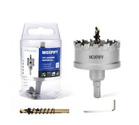 MOXPIFY TCT - Sierra perforadora de metal para acero inoxidable y acero, 43 mm, corte limpio, incluye broca de centrado de repuesto