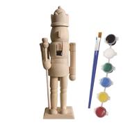 Mozeuu Figuras de cascanueces de madera de Navidad | Soldados de Cascanueces sin pintar - Pintable sin terminar con kit de pintura para niños, adultos, todas las edades