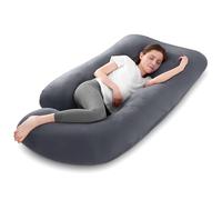 Mozvvco Almohada de Embarazo, Almohada de Cuerpo Completo en Forma de J, Almohada Embarazada Grande, Almohada de Maternidad con Funda de Terciopelo Extraíble y Lavable (Morado Oscuro)