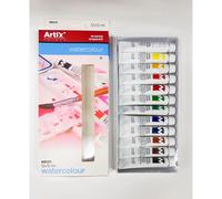 MP-ARTIX PAINTS, Set Pinturas Acuarela para Artistas, 12 tubos de 12 ml, No Tóxico, Colores Surtidos, Paleta de Colores, Técnicas de pintura, Ideal para Efectos de Agua