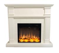 Mpc Caldera Chimenea Electrica Completa Con Insertable Electrico 1500 w Efecto De Llama Super Realista y Marco De Madera De Mdf Blanco Cremoso Mando a Distancia Incluido White Xl