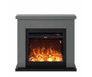 Mpc Camino Asciano Chimenea De Suelo Con Marco y Quemador Electrico 1500w Gris Efecto Llama Led Real Diseno Con Lineas Limpias En Madera Mdf De Calidad Fácil De Colocar Mando a Distancia Gray Xl