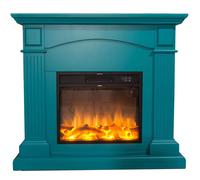 Mpc Camino Cetona Chimenea De Suelo Con Quemador Efecto Llama Led Turquesa 1500w Completa Con Mando a Distancia Fabricado En Madera Mdf Turquoise Xl