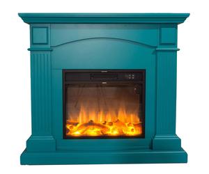Mpc Camino Cetona Chimenea De Suelo Con Quemador Efecto Llama Led Turquesa 1500w Completa Con Mando a Distancia Fabricado En Madera Mdf Turquoise Xl