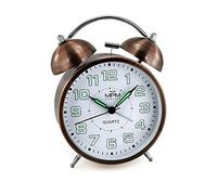 MPM Cooper Colour Alarm Clock, Retro Analógico Despertador con Números Lumini, Doble Campana Despertador con Sin Tictac, Reloj Vintage Funciona con Pilas, Cuarzo Ruidoso Reloj de Mesa con Luz Nocturna