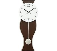 MPM Design - Reloj de Pared con péndulo de Madera, Acabado de Madera y Vidrio, Elegante Reloj de Pared Moderno, Motor de Paso de cuarz