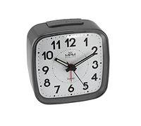 MPM Quality Despertador de plástico de diseño, Reloj de Alarma, Gris, Moderno, analógico, Alarma Ascendente, función de repetición, luz Nocturna, decoración de Mesa para el hogar, Dormitorio, Oficina