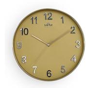 MPM Quality Golden Design Reloj de Pared Números 3D Movimiento de Cuarzo Barrido Dorado Moderno Plástico y Cristal Mineral Decoración de Pared para Cualquier Habitación: Dormitorio, Oficina, Cocina,
