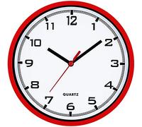 MPM Quality Reloj de Pared de diseño Moderno, de plástico, Color Rojo/Blanco, Motor Paso a Paso de Cuarzo, el Accesorio Ideal para Cualquier habitación de la casa: salón, Dormitorio, Cocina, Oficina,