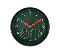 MPM Quality Reloj de Pared de plástico, Color Verde, Motor Paso a Paso de Cuarzo, higrómetro, termómetro, indicador de Temperatura y Humedad, Esfera Original, E01.3084.40, diámetro 314 x 45 mm