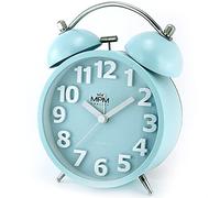 MPM - Reloj Despertador analógico sin tictac, con Reloj de Alarma para Dormir Profundo, Reloj de Alarma, con Esfera 3D, Ideal para los oídos, Bonita decoración Vintage, 15,5 cm, Color Azul