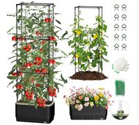 MQJIAZHI Macetero autorriego para tomates con enrejado, enrejado rectangular tomates para arriates elevados, caja macetero macetas de jardín, patio, interior y exterior (2 unidad)