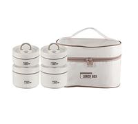 MQSHUHENMY Portable Insulated Lunch Container Set, 2022 New Stackable Stainless Steel Food Container with Thermal Bag, Insulated Lunch Containers, Thermal Lunch Box Bento Box Set (White,4 Layer)