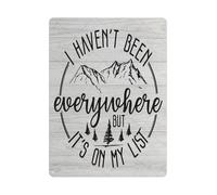 MQXFCZUX Rustic World Map Style Metal Tin Sign I Havent Been Everywhere But Its On My List Travel Quote Wall-Art for Home 8 X 12 inch