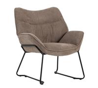 MR. DEKO® Sillón Aliano marrón I Cómodo sillón tapizado de tela, moderno salón sillón con reposabrazos, 76 x 73,5 x 67 cm (alto x ancho x profundidad)