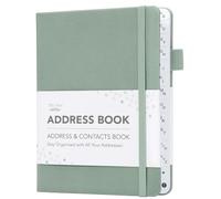 Mr. Pen - Libreta de direcciones con pestañas alfabéticas, 5.2 x 6.8 pulgadas, verde salvia, libro de direcciones de impresión grande de tapa dura para grabar contactos