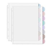 Mr. Pen - Protectores de hojas transparentes con pestañas, 8 pestañas, 2 juegos, separadores de plástico transparente para carpeta de 3 anillas, divisor de páginas de índice insertable, pestañas