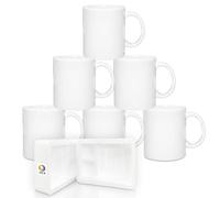 MR.R Sublimation Blanks - Tazas de café de cerámica blanca de 325 ml, taza clásica de cerámica en blanco con asa para leche, té, cola, agua, caja de 6 unidades