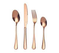 Mr.Spoon Juego 24 piezas cubiertos, Acero inoxidable 18/0, Color Oro rosa brillo, Incluye cuchillo,tenedor,cuchara,cucharilla, Cubertería, Servicio para 6 Personas, Apto para lavavajillas. Ideas de