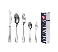 Mr.Spoon Serie Flores Juego 20, 30 o 36 piezas cubiertos,Acero Inoxidable18/0,Plateado,Económico y funcional,Incluye cuchillo carne o mesa,tenedor,cuchara,cucharilla,etc.Mango monobloque,Apto para