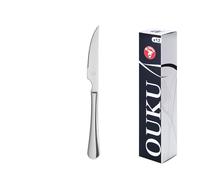 Mr.Spoon Serie Liso Cuchillos 12, 48 o 120 piezas,Acero inoxidable 13/0,Plateado,Económico y funcional,Cuchillo de carne y mesa largo 225mm,cuchillo de fruta 195mm,Mango monobloque,Apto para