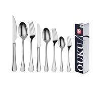 Mr.Spoon Serie Liso Juego 96,108 o120 piezas cubiertos,Acero Inoxidable 18/0,Plateado,Económico y funcional,Incluye cuchillo carne o mesa,tenedor,cuchara,cucharilla,etc. Mango monobloque,Apto para