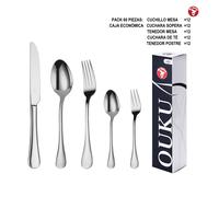 Mr.Spoon Serie Liso Juego de 60 o 72 piezas cubiertos,Acero Inoxidable18/0,Plateado,Económico y funcional,Incluye cuchillo de carne o mesa,tenedor,cuchara,cucharilla,etc.Mango monobloque,Apto para lav