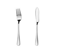 Mr.Spoon Serie Liso,Pala de pescado y Tenedor pescado,12, 24, 48 o 120 piezas,Acero inoxidable 18/0,Económico y funcional,Pala pescado largo 210mm,Tenedor pescado 195mm,Mango monobloque,Apto para
