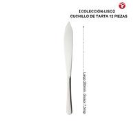 Mr.Spoon Serie Liso,Pala y Cuchillo para Tartas de 2, 6 o 12 piezas,Acero inoxidable 18/0,Plateado,Económico y funcional,Cuchillo de tarta largo283mm,Pala de tarta 258mm,Mango monobloque,Apto para lav