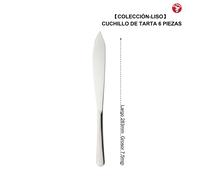 Mr.Spoon Serie Liso,Pala y Cuchillo para Tartas de 2, 6 o 12 piezas,Acero inoxidable 18/0,Plateado,Económico y funcional,Cuchillo de tarta largo283mm,Pala de tarta 258mm,Mango monobloque,Apto para lav