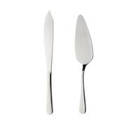 Mr.Spoon Serie Liso,Pala y Cuchillo para Tartas de 2, 6 o 12 piezas,Acero inoxidable 18/0,Plateado,Económico y funcional,Cuchillo de tarta largo283mm,Pala de tarta 258mm,Mango monobloque,Apto para