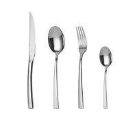 Mr.Spoon Serie Montaña Juego 16, 24 o 48 piezas cubiertos,Acero Inoxidable 18/0,Económico y funcional,Incluye cuchillo de carne o mesa,tenedor,cuchara,cucharilla,Mango monobloque, Apto para