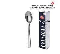 Mr.Spoon Serie Portugal 12 Piezas 48 Piezas 240 Piezas,Acero inoxidable 18/8,Cuchara Sopera,Largo 200mm grosor 2.9mm,Cubiertos Alta calidad y acabado,Diseño Modernas,Aptos para lavavajillas,Caja Envas