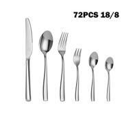 Mr.Spoon Serie Portugal 72 piezas cubiertos,Acero inox 18/8,Alta calidad y acabado,Con cuchillo carne o mesa/cuchara/tenedor/cuchara y tenedor de postre/cuchara moka,Apto para lavavajillas,Caja Envase