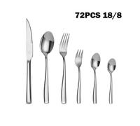 Mr.Spoon Serie Portugal 72 piezas cubiertos,Acero inox 18/8,Alta calidad y acabado,Con cuchillo carne o mesa/cuchara/tenedor/cuchara y tenedor de postre/cuchara moka,Apto para lavavajillas,Caja Envase