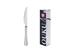 Mr.Spoon Serie Raya Cuchillos 12, 48 o 120 piezas,Acero inoxidable 13/0,Plateado,Económico y funcional,Cuchillo de carne y mesa largo 225mm,cuchillo de fruta 195mm,Mango monobloque,Apto para