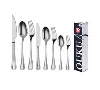 Mr.Spoon Serie Raya Juego 96,108 o120 piezas cubiertos,Acero Inoxidable 18/0,Plateado,Económico y funcional,Incluye cuchillo carne o mesa,tenedor,cuchara,cucharilla,etc. Mango monobloque,Apto para