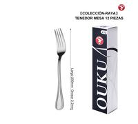 Mr.Spoon Serie Raya Set 12 Piezas Cubiertos Acero Inoxidable 18/0 Plata - Cuchillo de Carne, Tenedor, Cuchara de Sopa, Postre y Café - Cubertería Moderna Resistente Apta Lavavajillas para Cocina Hogar