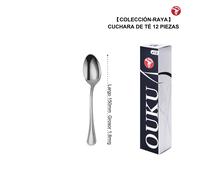 Mr.Spoon Serie Raya Set 12 Piezas Cubiertos Acero Inoxidable 18/0 Plata - Cuchillo de Carne, Tenedor, Cuchara de Sopa, Postre y Café - Cubertería Moderna Resistente Apta Lavavajillas para Cocina Hogar