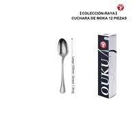 Mr.Spoon Serie Raya Set 12 Piezas Cubiertos Acero Inoxidable 18/0 Plata - Cuchillo de Carne, Tenedor, Cuchara de Sopa, Postre y Café - Cubertería Moderna Resistente Apta Lavavajillas para Cocina Hogar